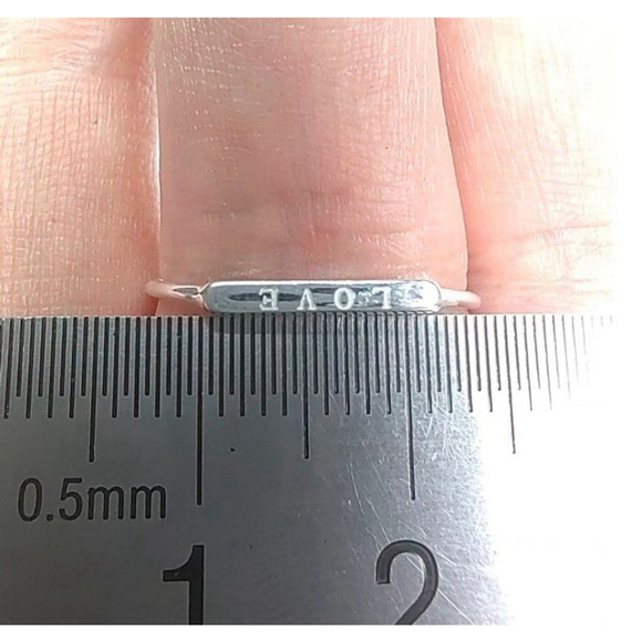 NEW Women's Dainty White Gold-Plated S925 LOVE Bar Band Ring Size 5 - Picture 4 of 15